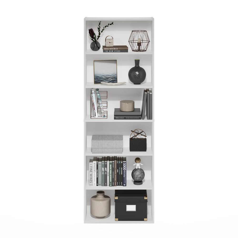 JAYA Simply Home Free Standing 6-Tier Open Storage Bookcase, White. Picture 5