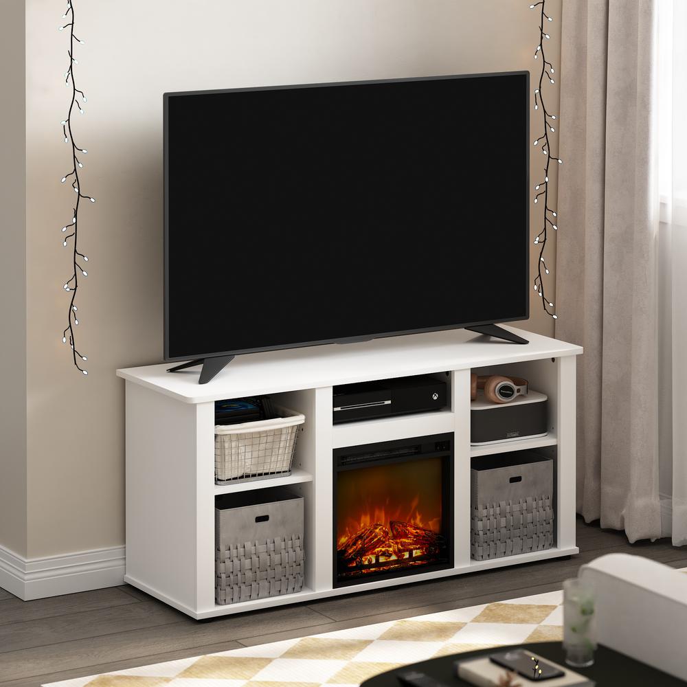 Fireplace TV Entertainment Center with Open Storage Compartment for TV up to 55". Picture 6