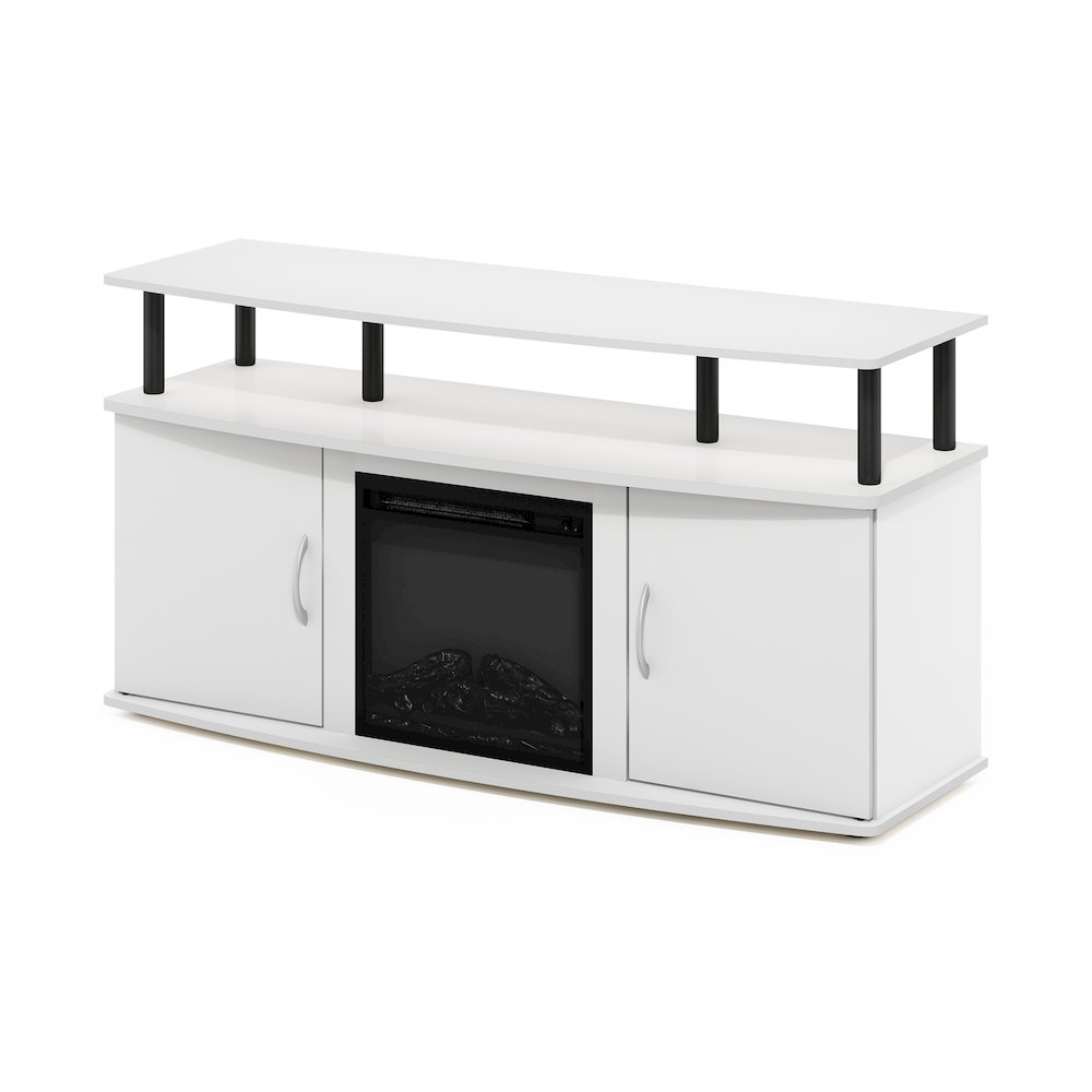 Fireplace TV Stand for TV up to 55 Inch, with Open Shelf, Plain White. Picture 8