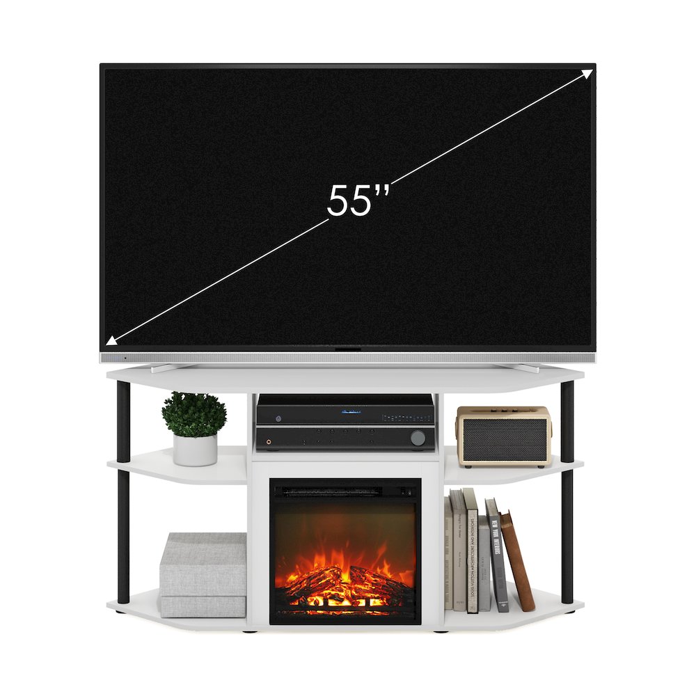 Fireplace TV Stand  for TV up to 55 Inch, with Open Shelves,Plain White. Picture 6