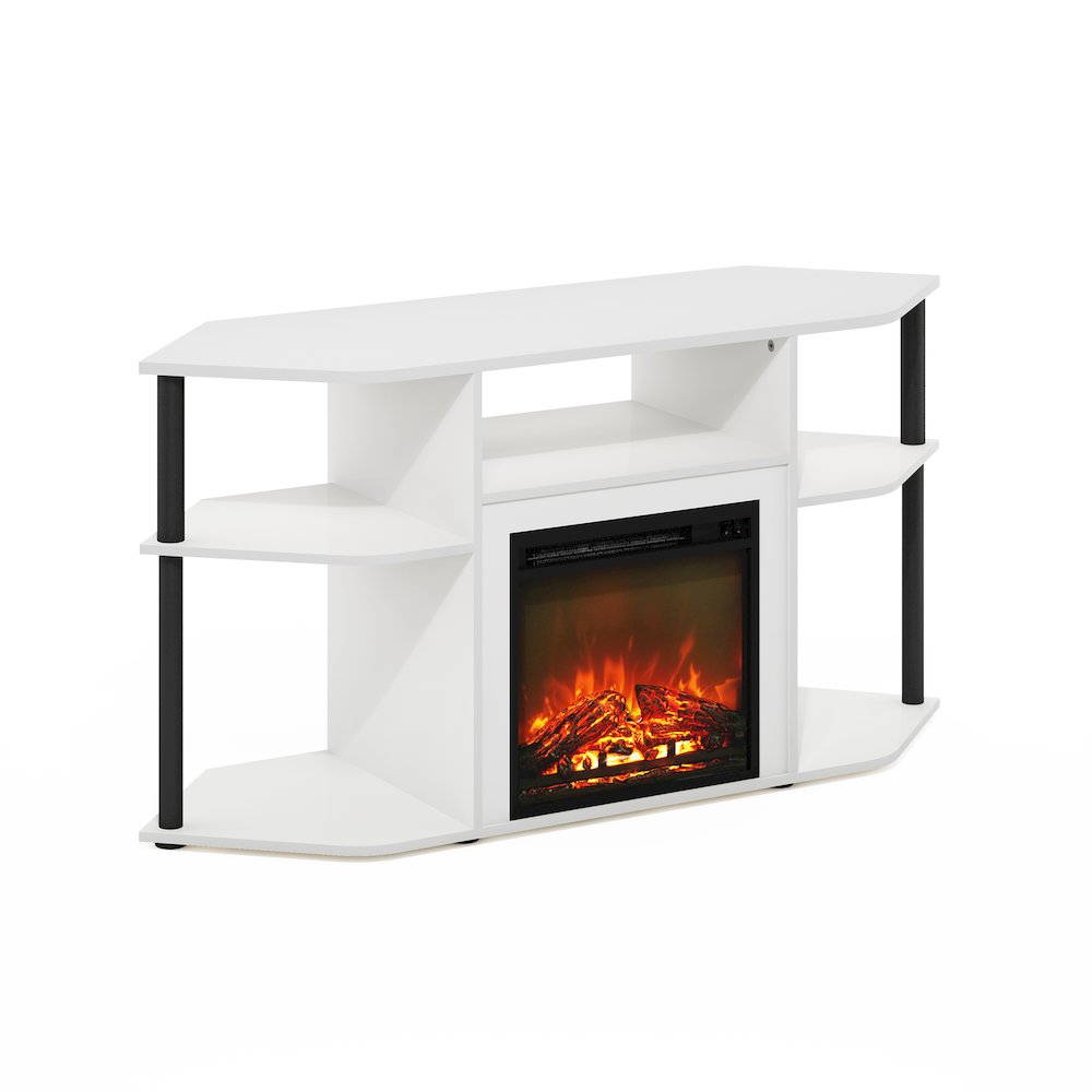 Fireplace TV Stand  for TV up to 55 Inch, with Open Shelves,Plain White. Picture 2