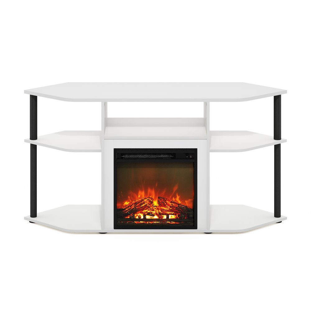 Fireplace TV Stand  for TV up to 55 Inch, with Open Shelves,Plain White. Picture 1