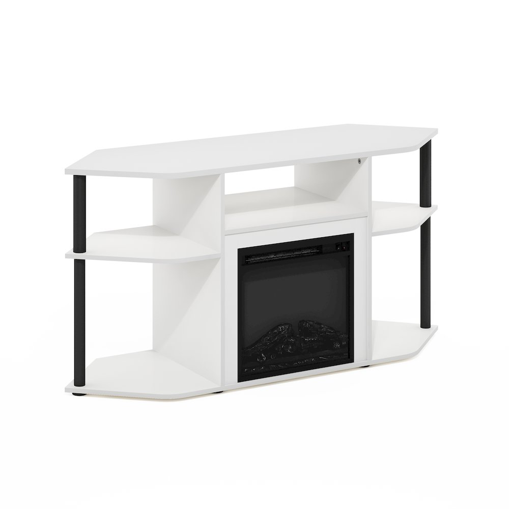 Fireplace TV Stand  for TV up to 55 Inch, with Open Shelves,Plain White. Picture 7