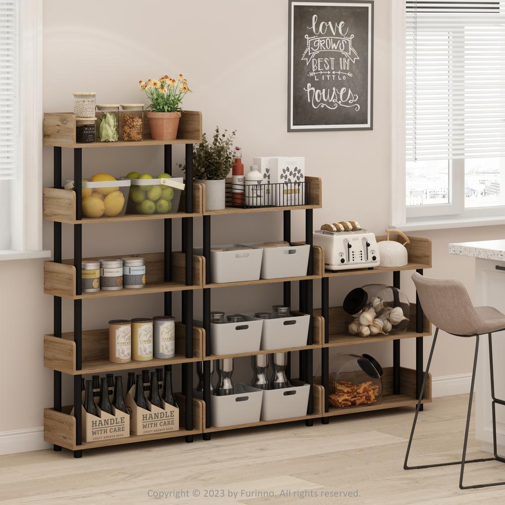 Turn-N-Tube 5-Tier Toolless Display Rack, Flagstaff Oak/Black. Picture 2