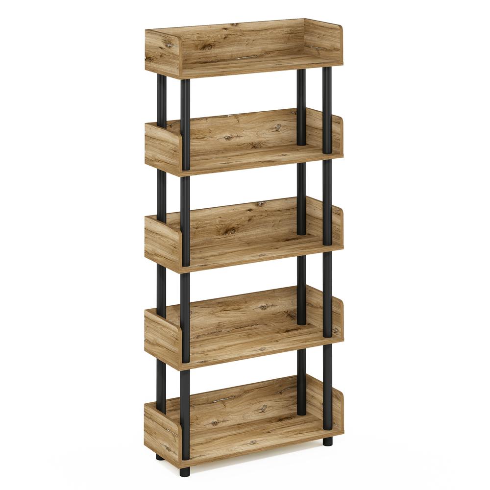 Turn-N-Tube 5-Tier Toolless Display Rack, Flagstaff Oak/Black. Picture 1