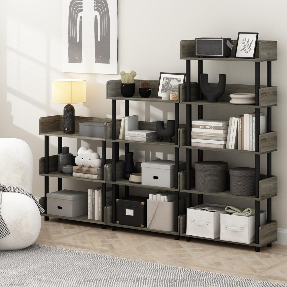 Turn-N-Tube 5-Tier Toolless Display Rack, French Oak/Black. Picture 2