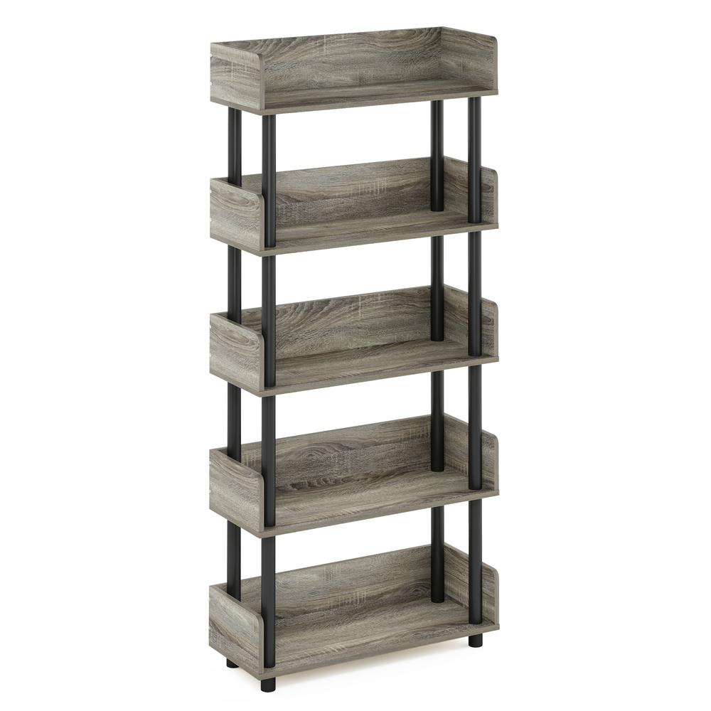 Turn-N-Tube 5-Tier Toolless Display Rack, French Oak/Black. Picture 1
