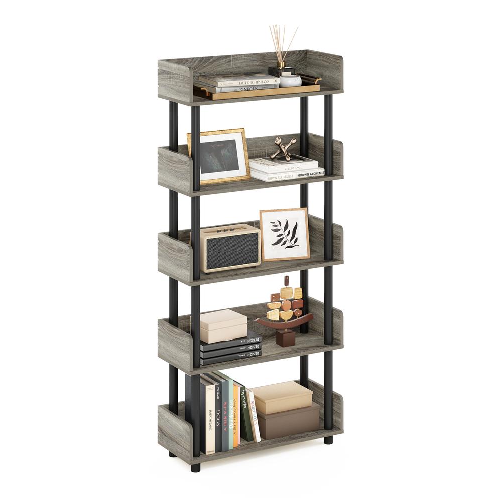 Turn-N-Tube 5-Tier Toolless Display Rack, French Oak/Black. Picture 4