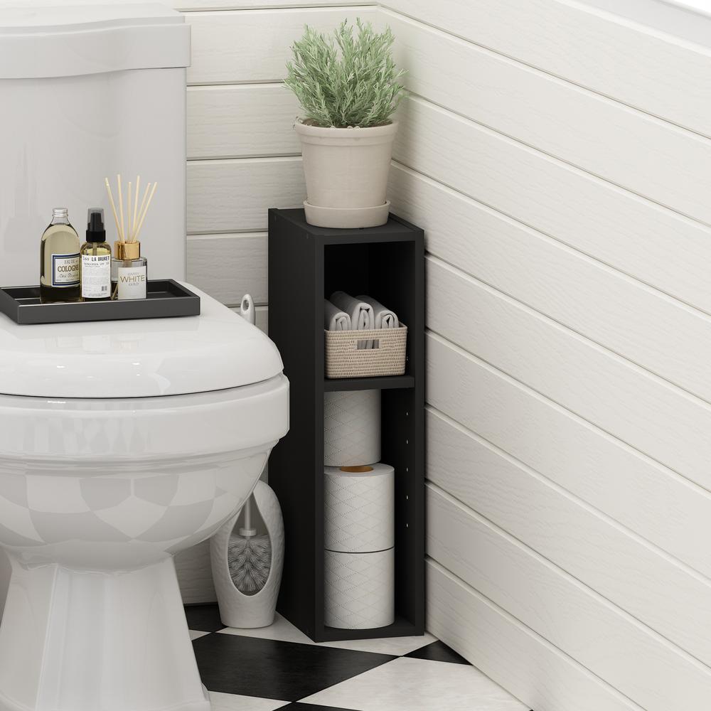 Fulda 2-Tier Space Saving Storage Shelf Bookcase, 6-Inch Width, Blackwood. Picture 6