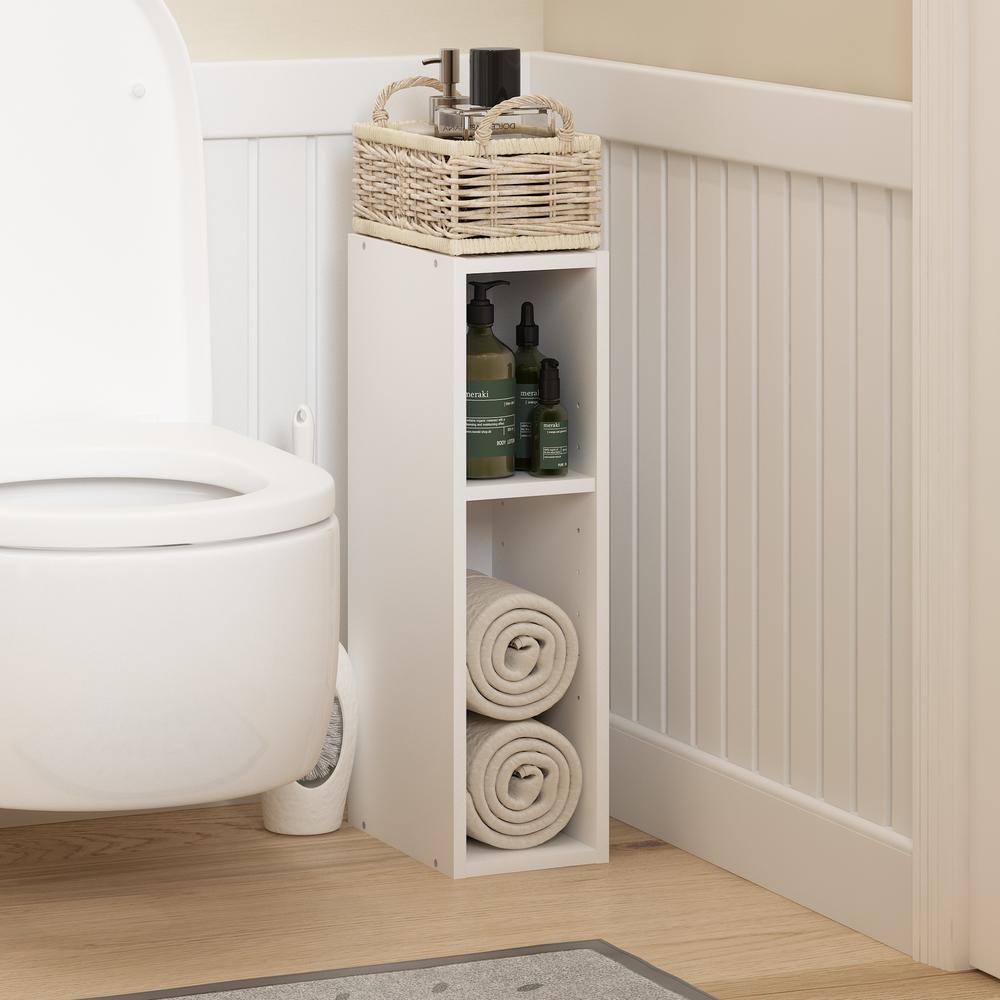 Fulda 2-Tier Space Saving Storage Shelf Bookcase, 6-Inch Width, White. Picture 6