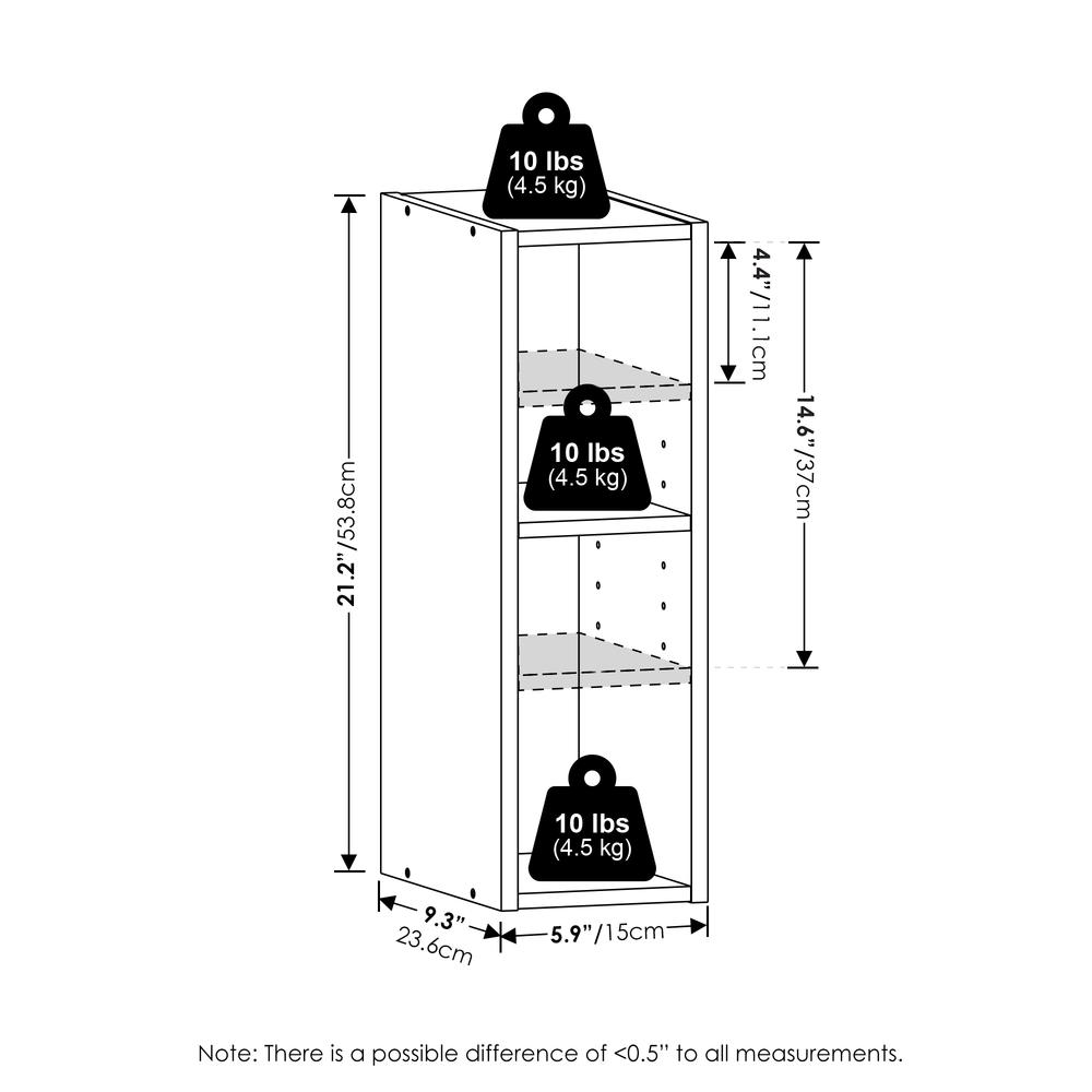 Fulda 2-Tier Space Saving Storage Shelf Bookcase, 6-Inch Width, White. Picture 2