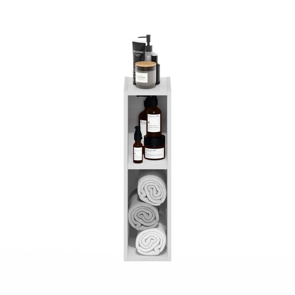 Fulda 2-Tier Space Saving Storage Shelf Bookcase, 6-Inch Width, White. Picture 5