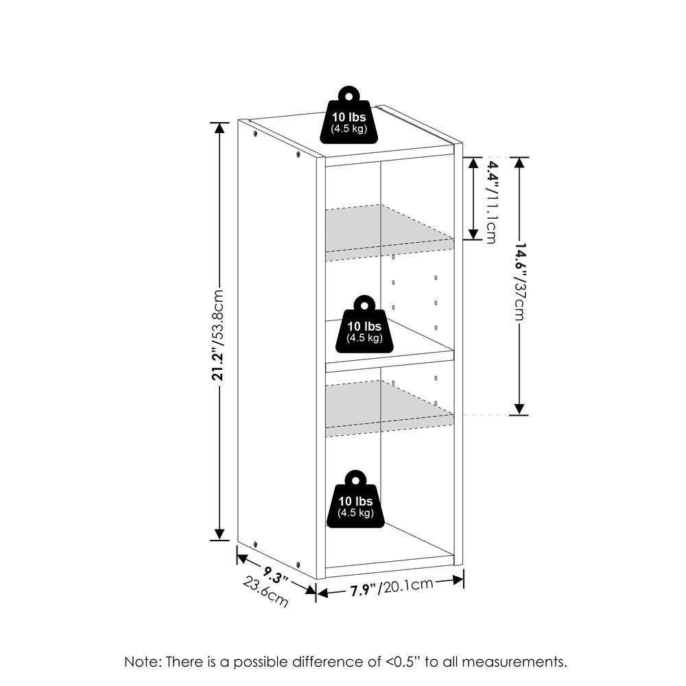 Fulda 2-Tier Space Saving Storage Shelf Bookcase, 8-Inch Width, White. Picture 2