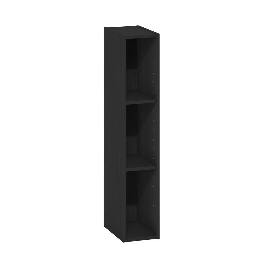 Fulda 3-Tier Space Saving Storage Shelf Bookcase, 6-Inch Width, Blackwood. Picture 1