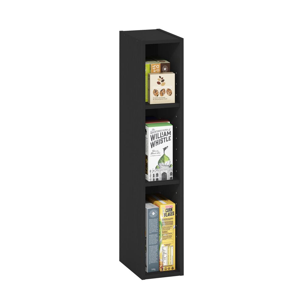 Fulda 3-Tier Space Saving Storage Shelf Bookcase, 6-Inch Width, Blackwood. Picture 4