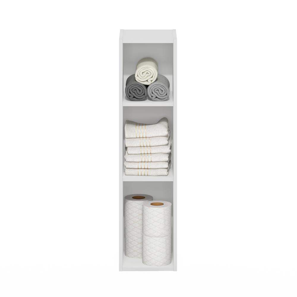 Fulda 3-Tier Space Saving Storage Shelf Bookcase, 8-Inch Width, White. Picture 5
