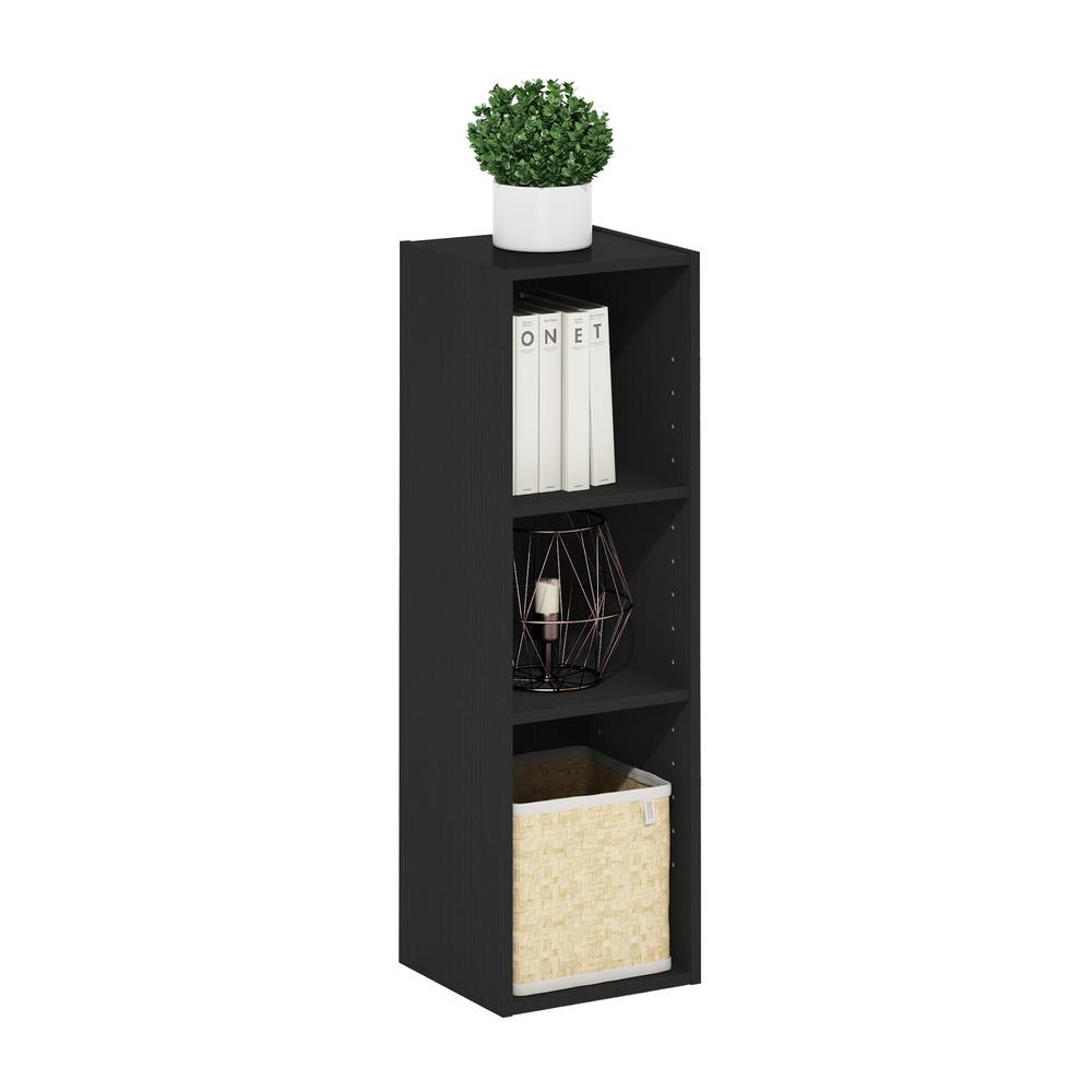 Fulda 3-Tier Space Saving Storage Shelf Bookcase, 10-Inch Width, Blackwood. Picture 4