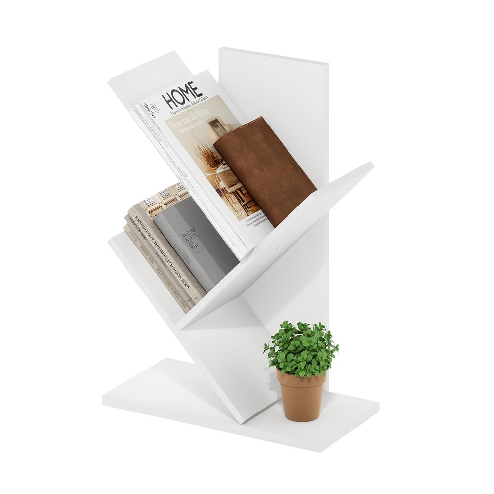 Tree Bookshelf 3-Tier Floor Standing Tree Bookcase, White. Picture 3