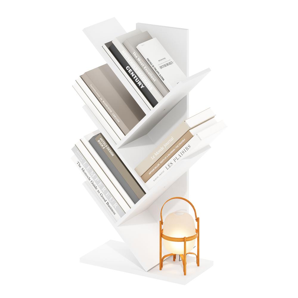 Tree Bookshelf 5-Tier Floor Standing Tree Bookcase, White. Picture 3