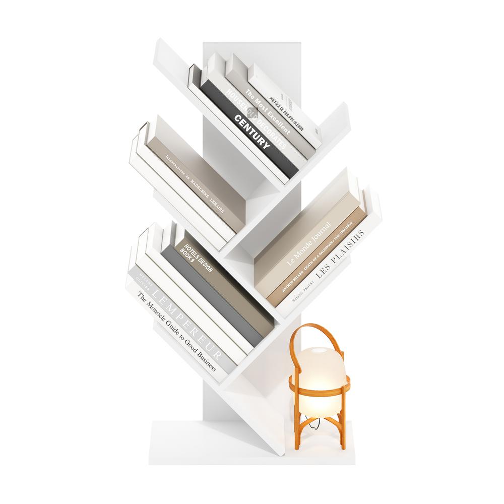 Tree Bookshelf 5-Tier Floor Standing Tree Bookcase, White. Picture 4
