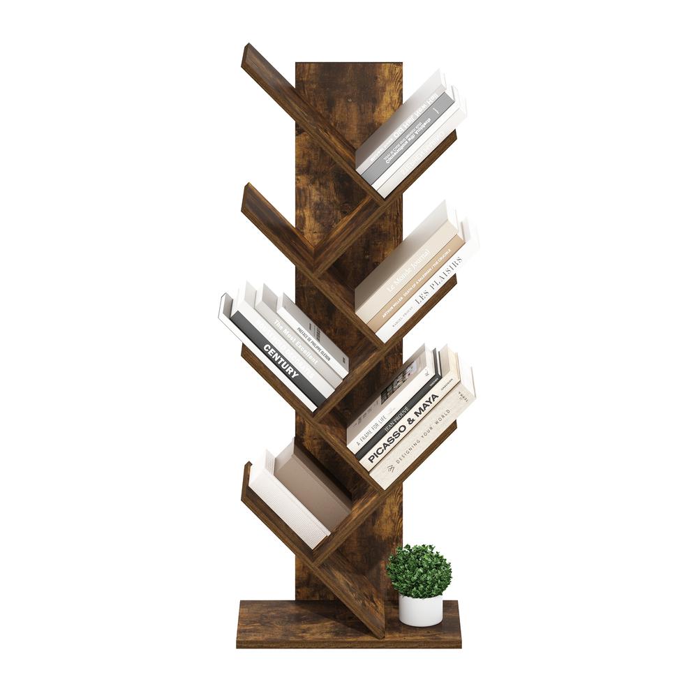 Tree Bookshelf 7-Tier Floor Standing Tree Bookcase, Amber Pine. Picture 4