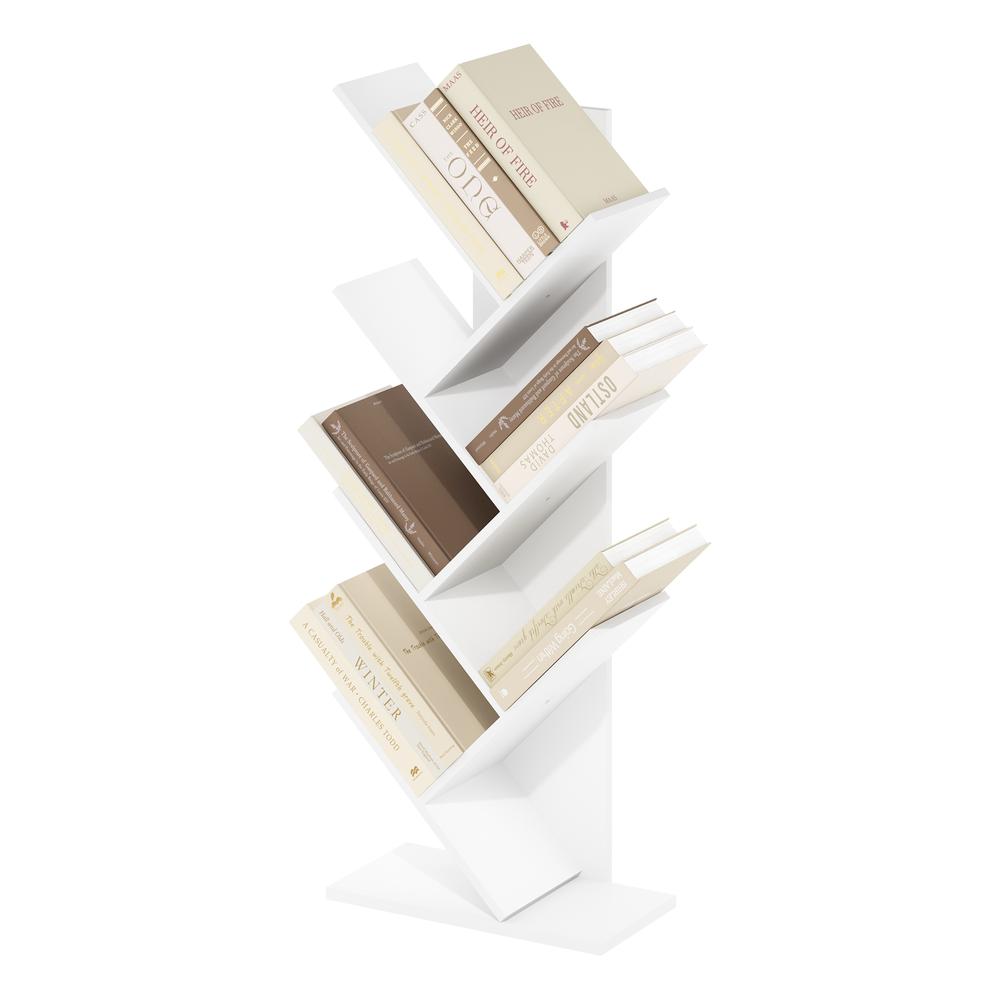 Tree Bookshelf 7-Tier Floor Standing Tree Bookcase, White. Picture 3