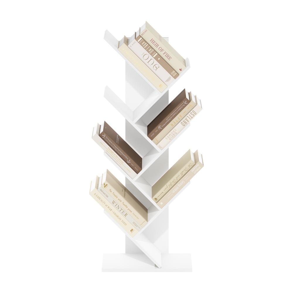 Tree Bookshelf 7-Tier Floor Standing Tree Bookcase, White. Picture 4