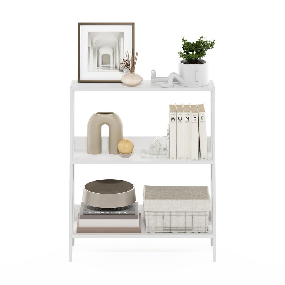 Ladder Bookcase Display Shelf, 3-Tier, White. Picture 4