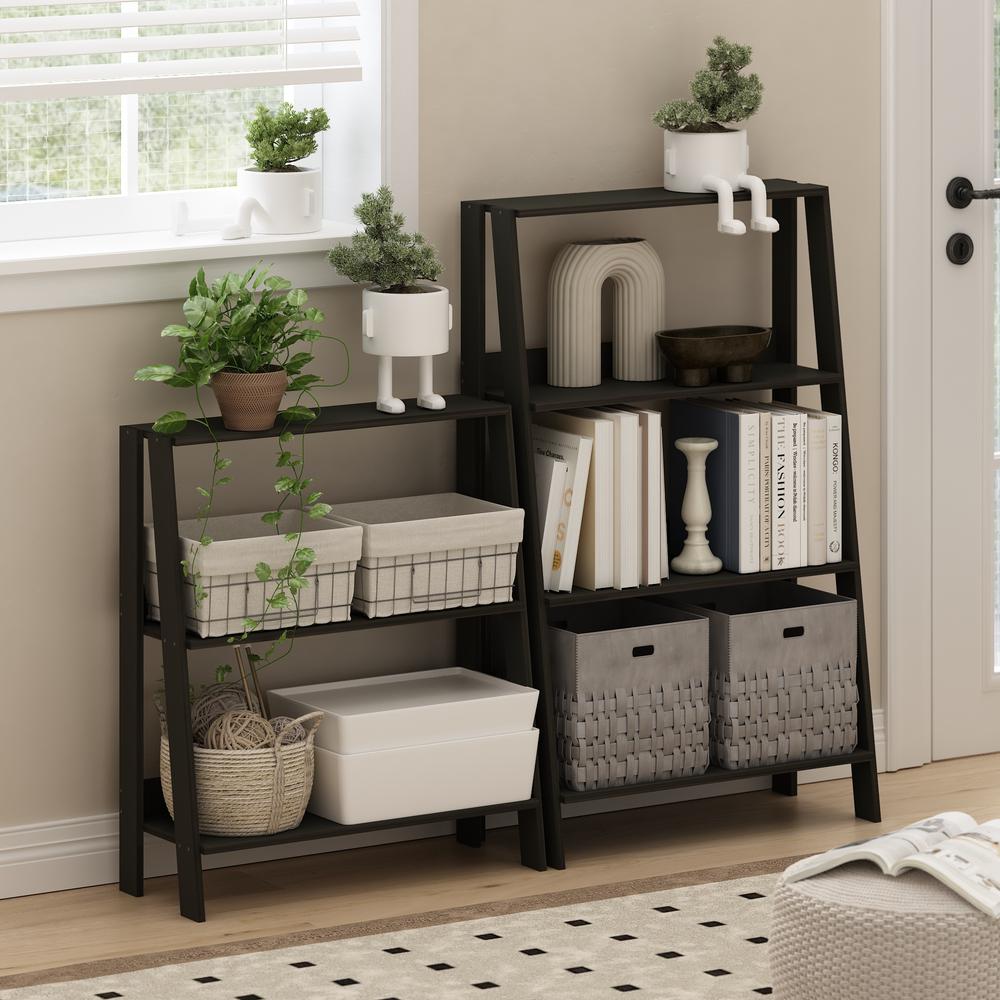 Ladder Bookcase Display Shelf, 4-Tier, Espresso. Picture 5