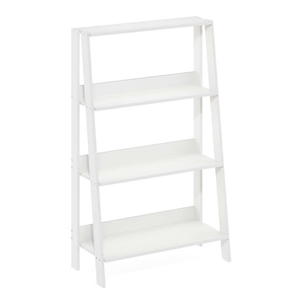 Ladder Bookcase Display Shelf, 4-Tier, White. Picture 1