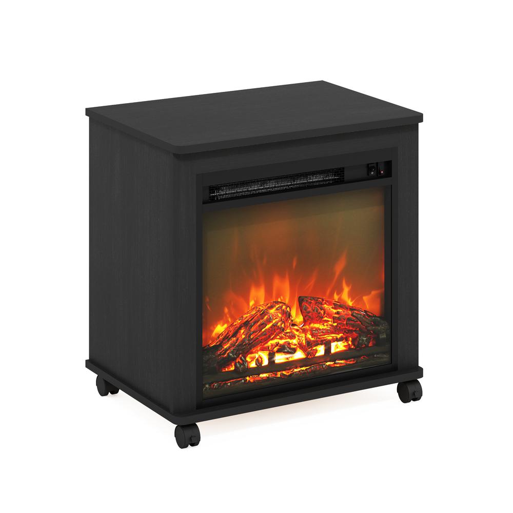 Jensen Electric Fireplace End Table with Wheels, Americano. Picture 1