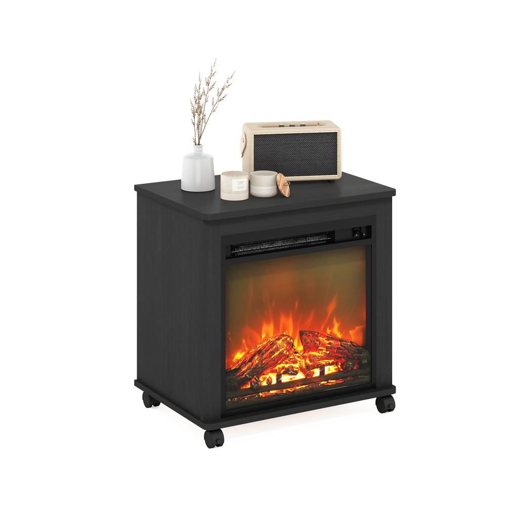 Jensen Electric Fireplace End Table with Wheels, Americano. Picture 4