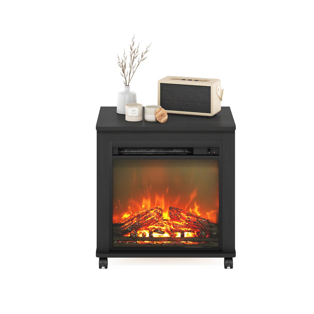 Jensen Electric Fireplace End Table with Wheels, Americano. Picture 5
