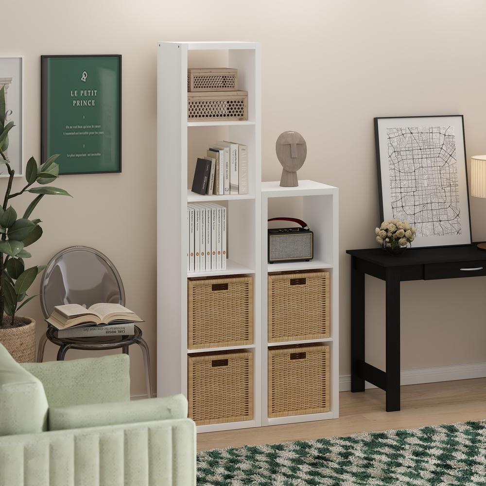 Cubicle Open Back Decorative Cube Storage Organizer, 3-Cube, White. Picture 5