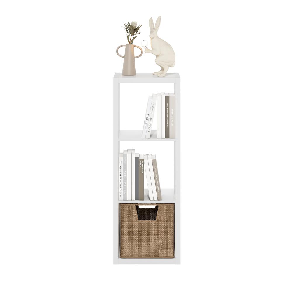 Cubicle Open Back Decorative Cube Storage Organizer, 3-Cube, White. Picture 3