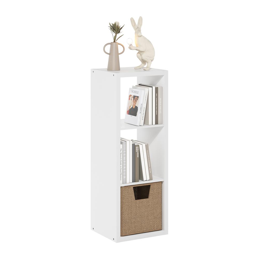 Cubicle Open Back Decorative Cube Storage Organizer, 3-Cube, White. Picture 4