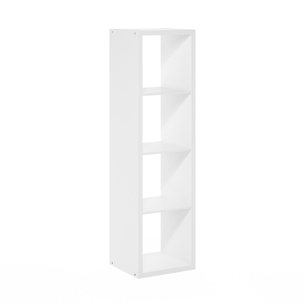 Cubicle Open Back Decorative Verticle Cube Storage Organizer, 4-Cube, White. Picture 1