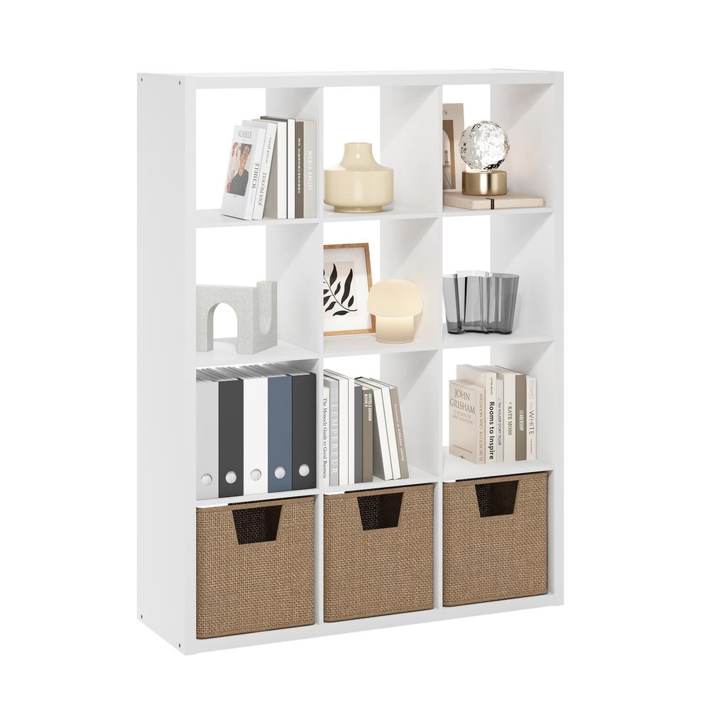 Cubicle Open Back Decorative Cube Storage Organizer, 12-Cube, White. Picture 3