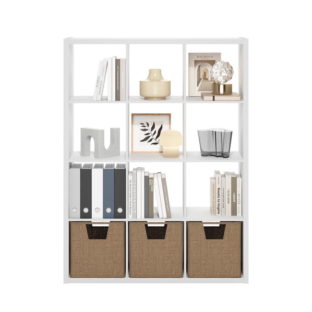 Cubicle Open Back Decorative Cube Storage Organizer, 12-Cube, White. Picture 4