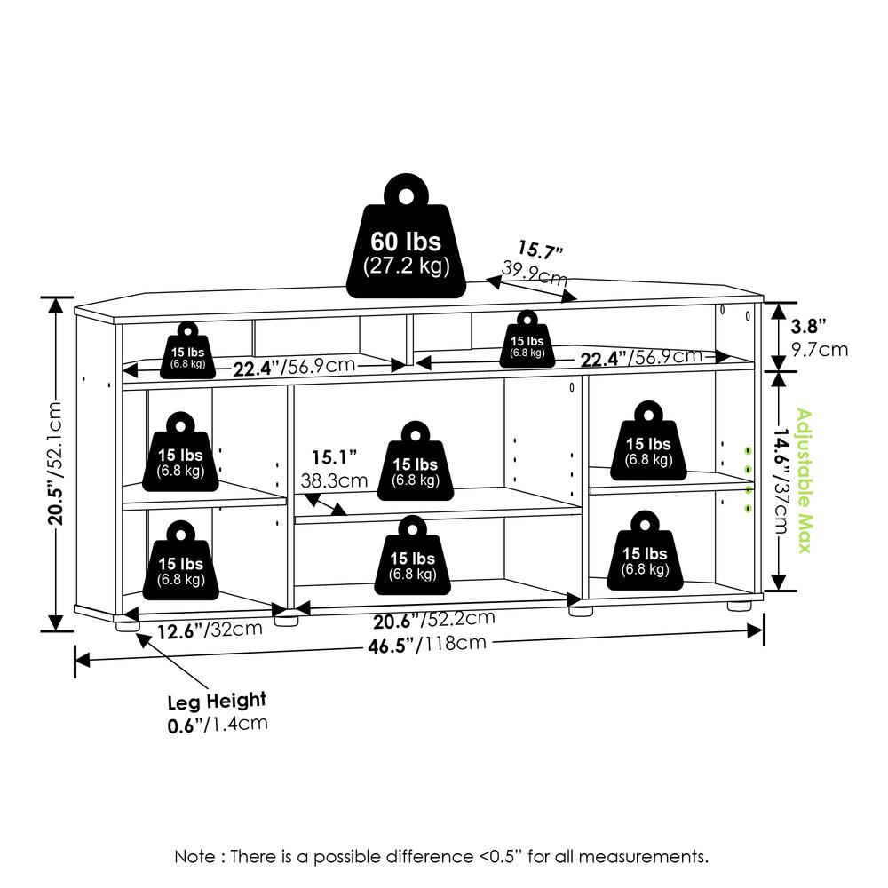 Jensen Corner TV Stand TV up to 55 Inches, White. Picture 7