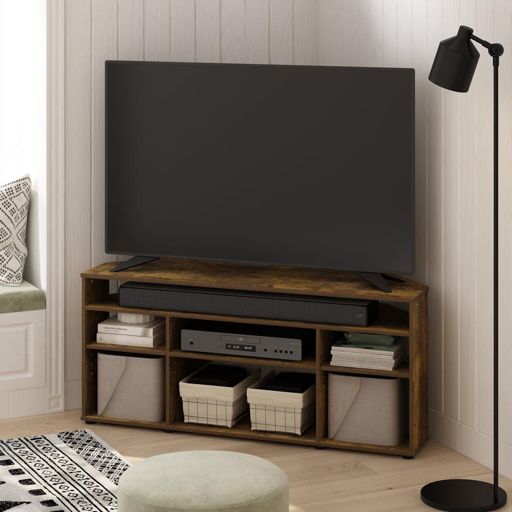 Jensen Corner TV Stand TV up to 55 Inches, Amber Pine. Picture 6