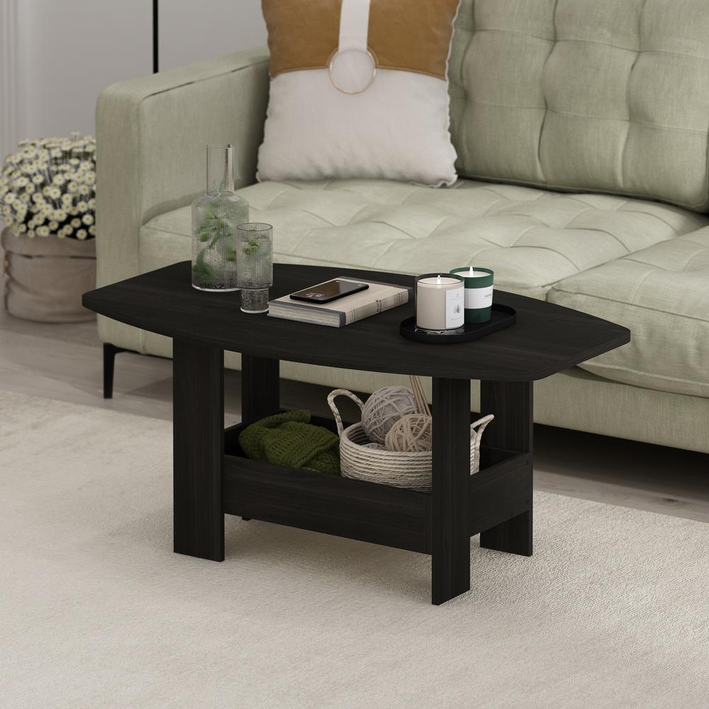 Simple Design Coffee Table with Storage Compartment, Espresso. Picture 5