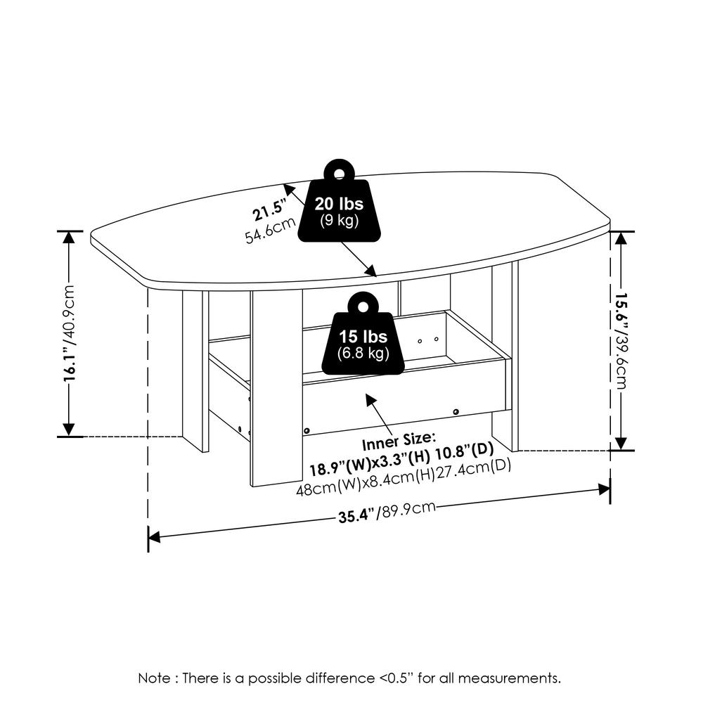 Simple Design Coffee Table with Storage Compartment, White. Picture 7