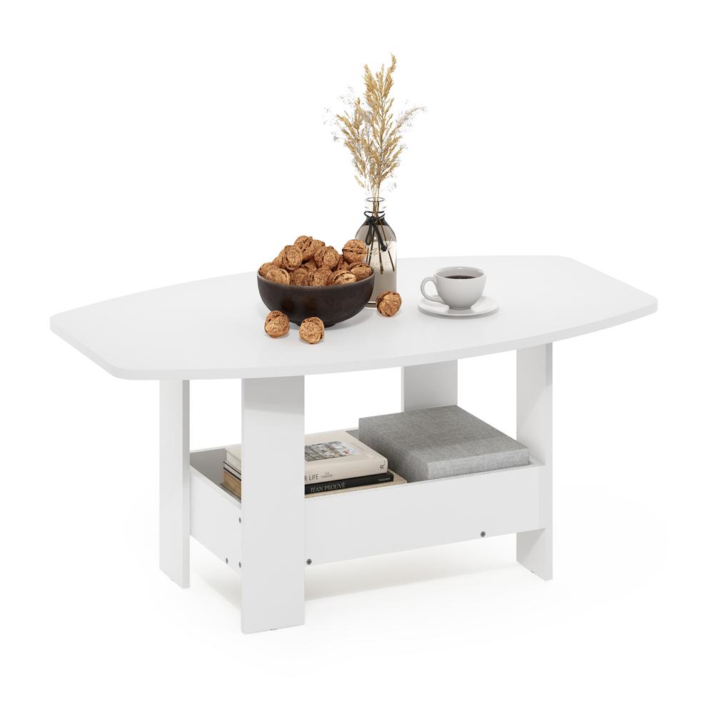 Simple Design Coffee Table with Storage Compartment, White. Picture 3
