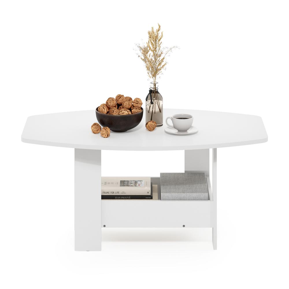 Simple Design Coffee Table with Storage Compartment, White. Picture 4