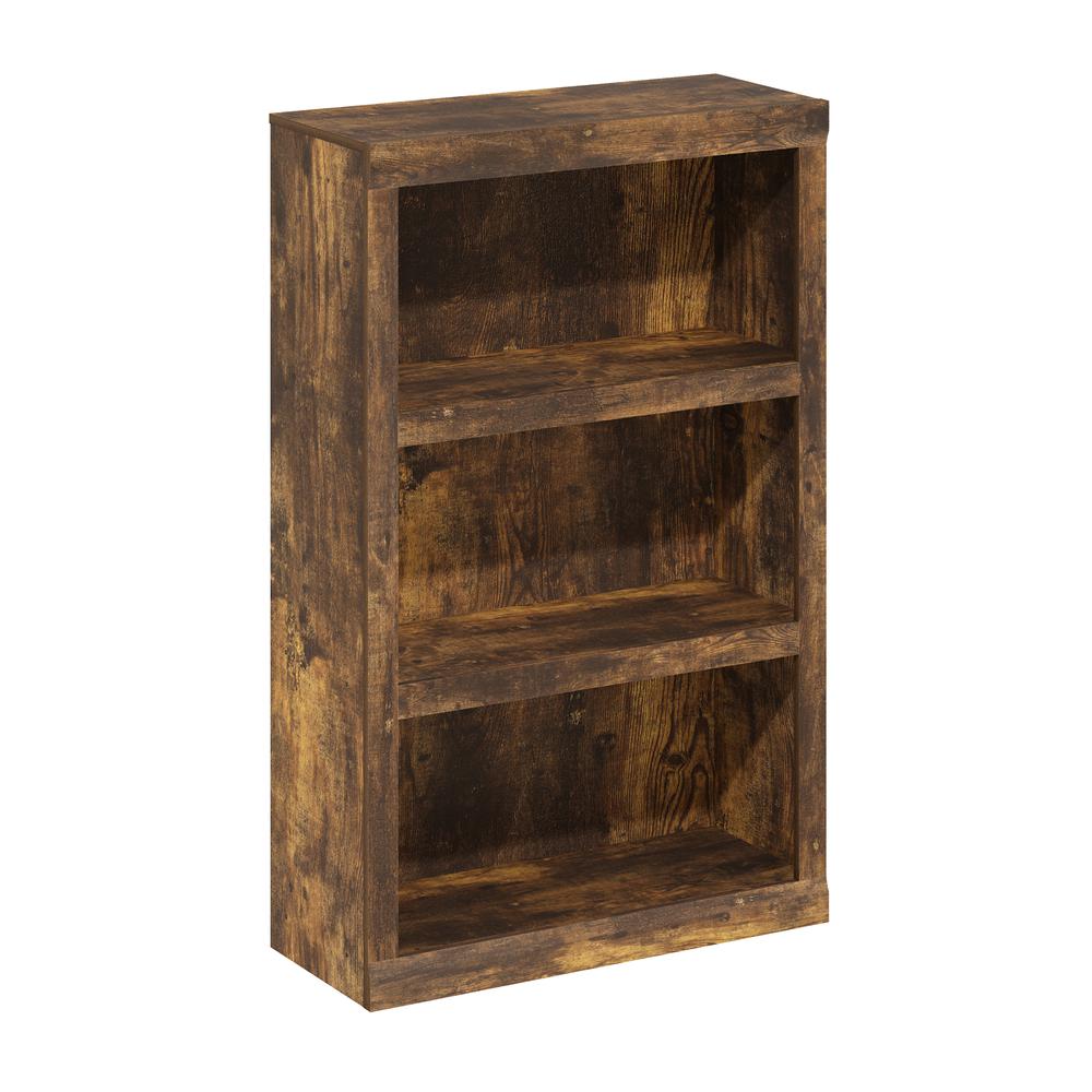 Rail 3-Tier Open Shelf Bookcase, Amber Pine. Picture 1