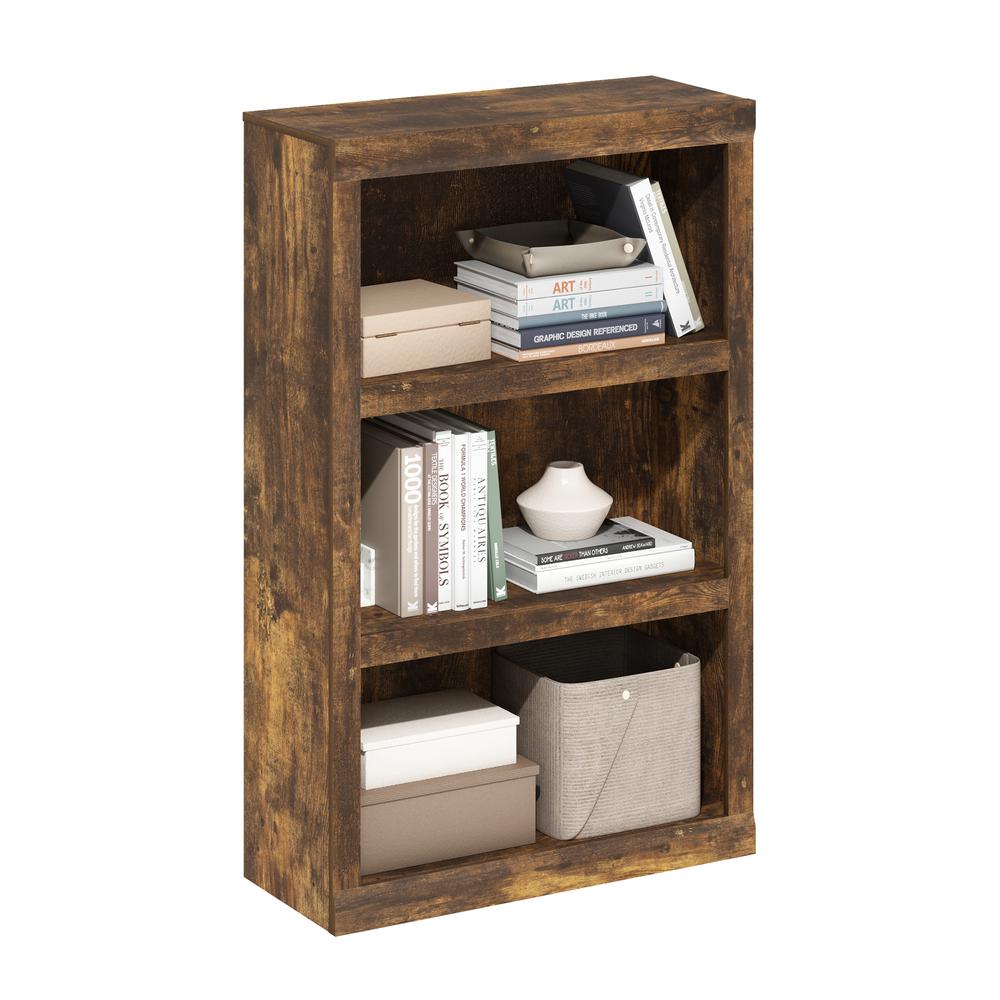Rail 3-Tier Open Shelf Bookcase, Amber Pine. Picture 4