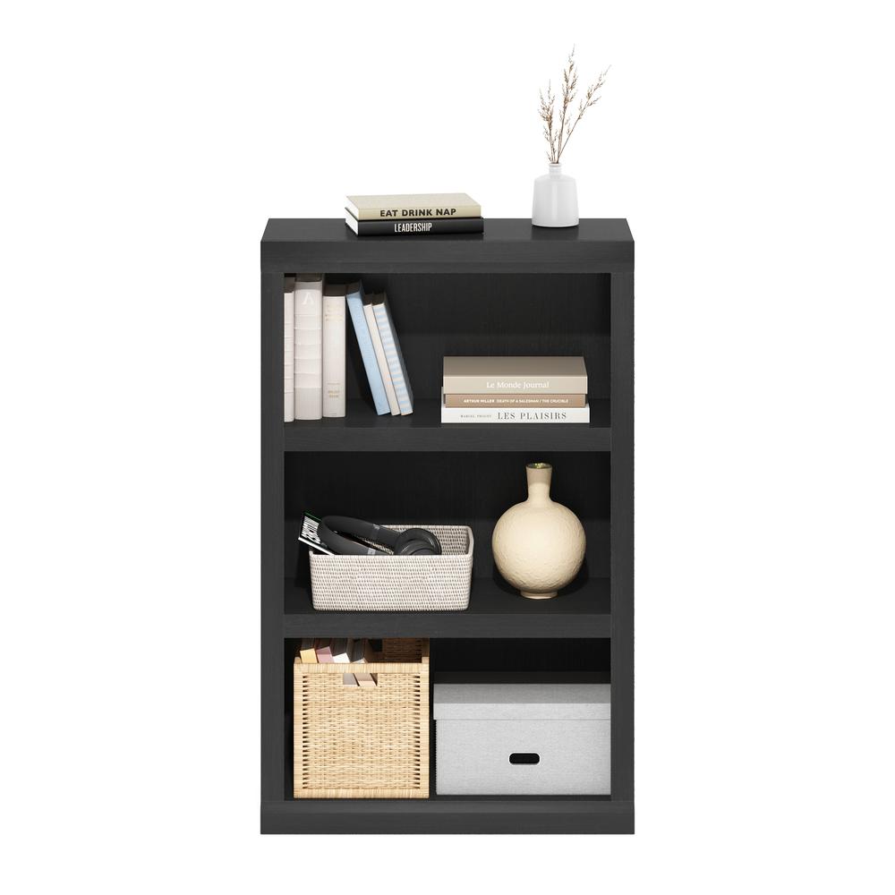Rail 3-Tier Open Shelf Bookcase, Blackwood. Picture 5