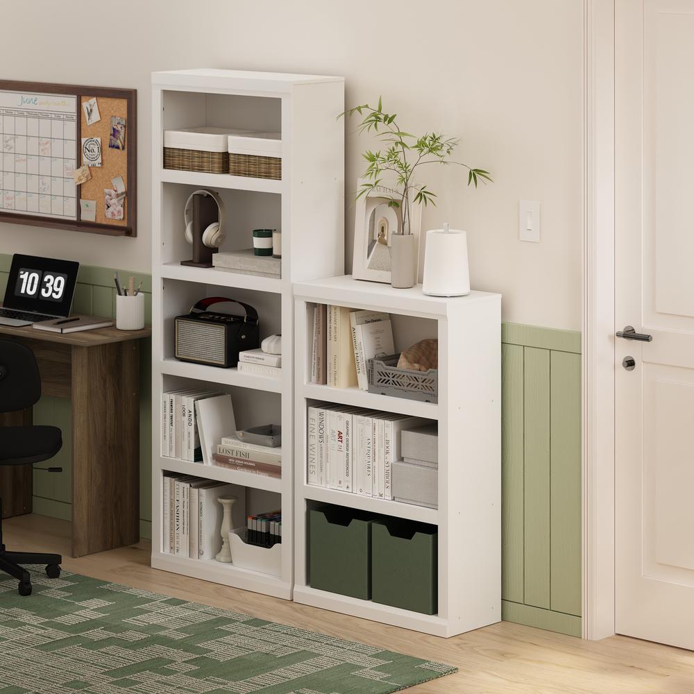 Rail 3-Tier Open Shelf Bookcase, White. Picture 6