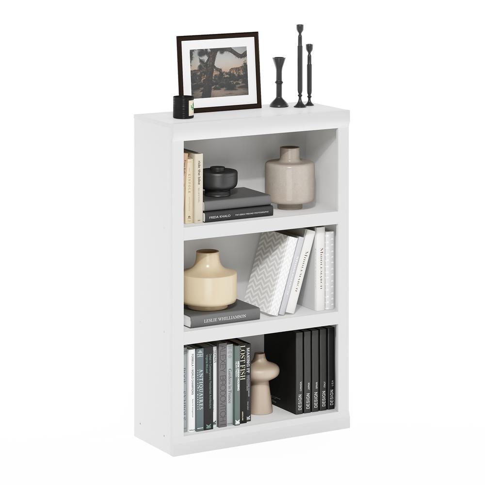 Rail 3-Tier Open Shelf Bookcase, White. Picture 4